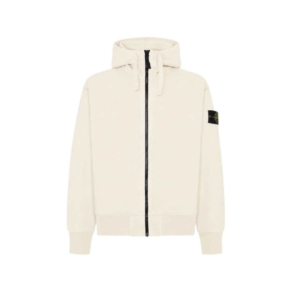 Stone Island Men Zip-Up Hoodie With Logo Appliqué